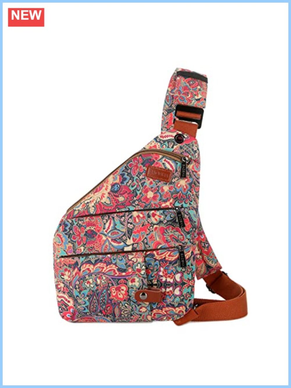Floral Polyester Sling Crossbody Bag Anti Theft Travel Purse